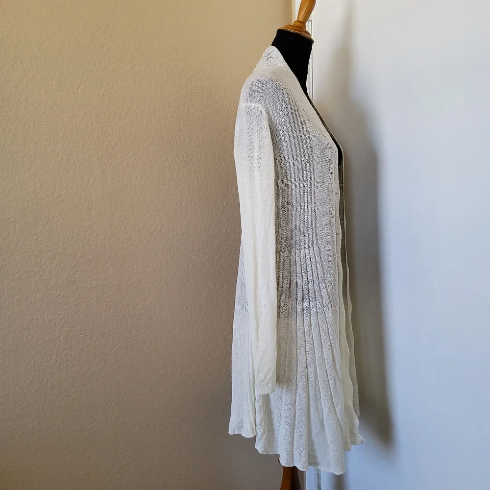 Soft Surroundings Long Pleated Open Front Cardigan Size M Cream​ NWOT - Picture 5 of 8
